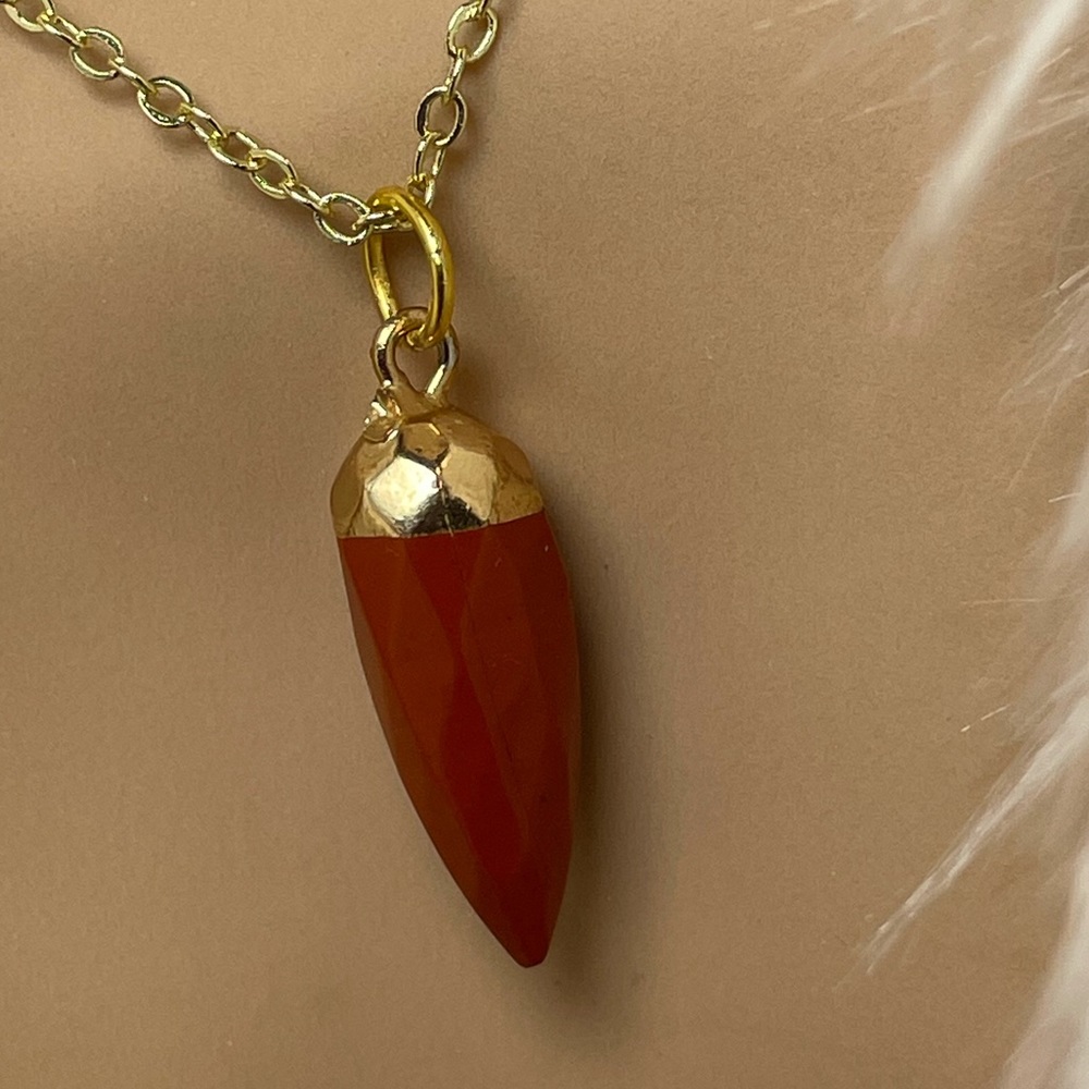 Red River Jasper Pendant Necklace Gold Pl Artisan Designed - Picture 5 of 8